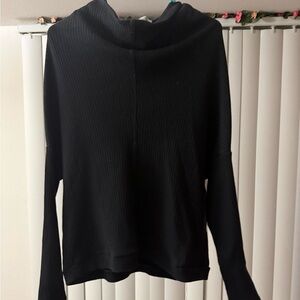 Free People Beach Black Ribbed Cowl Neck Long Sleeve Size Medium